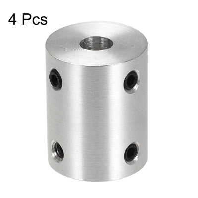 Harfington Rigid Coupling 25mm Length 20mm Diameter Aluminum Alloy Shaft Coupler Connector Silver 4pcs
