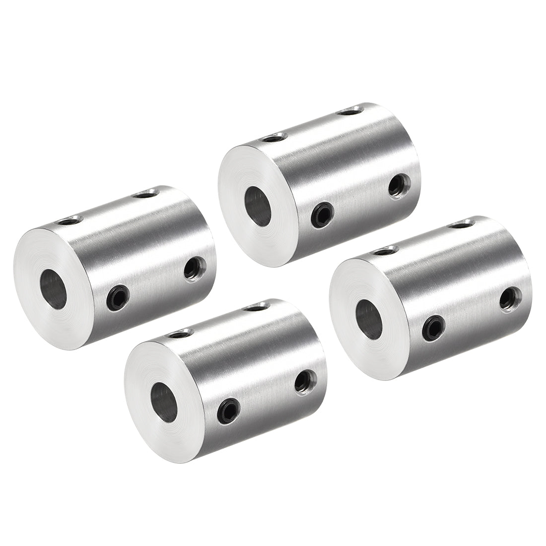 Harfington Rigid Coupling 25mm Length 20mm Diameter Aluminum Alloy Shaft Coupler Connector Silver 4pcs