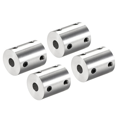 Harfington Rigid Coupling 25mm Length 20mm Diameter Aluminum Alloy Shaft Coupler Connector Silver 4pcs