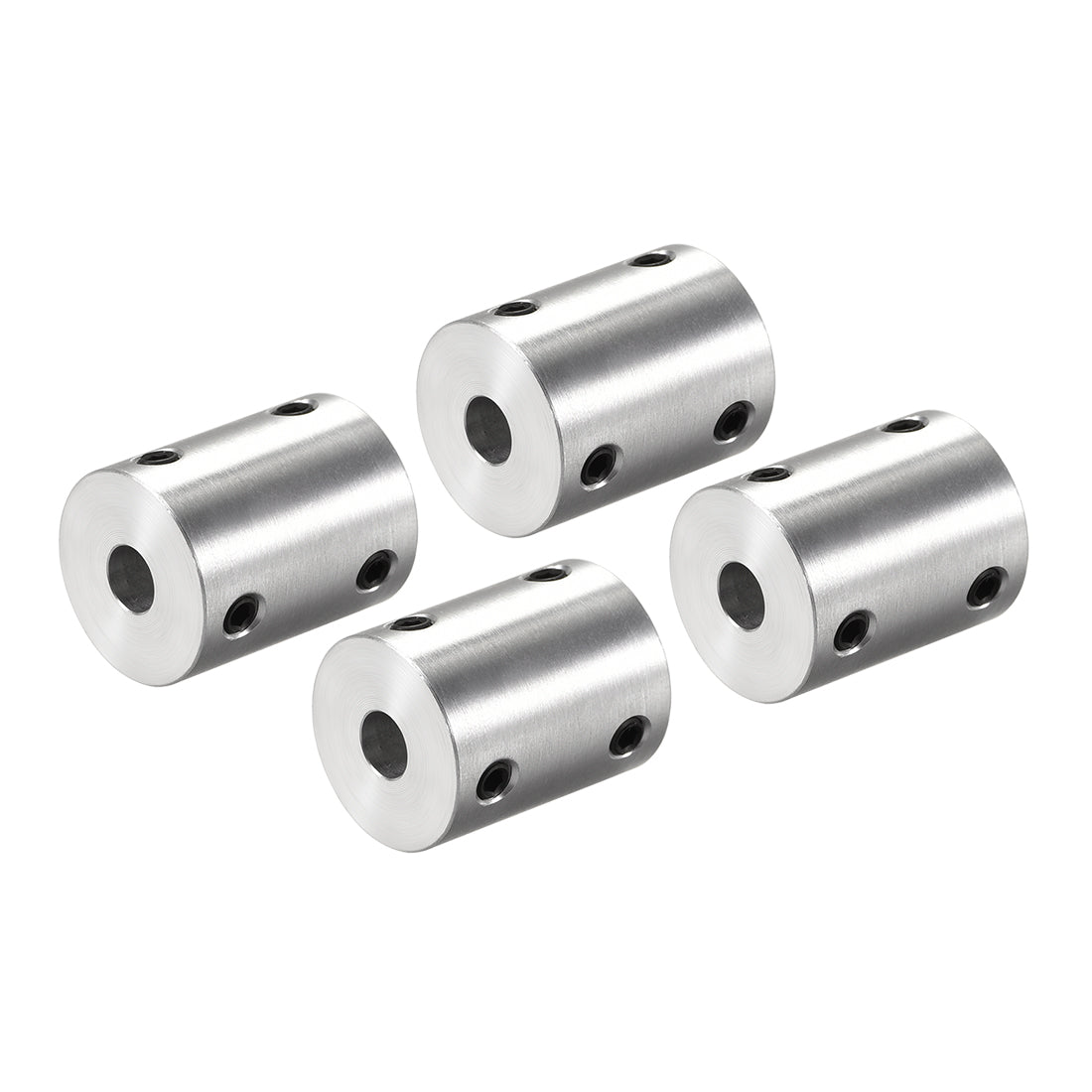 Harfington Rigid Coupling 25mm Length 20mm Diameter Aluminum Alloy Shaft Coupler Connector Silver 4pcs