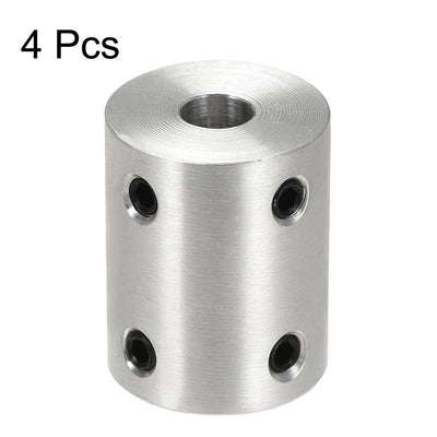Harfington Rigid Coupling 25mm Length 20mm Diameter Aluminum Alloy Shaft Coupler Connector Silver 4pcs