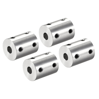 Harfington Rigid Coupling 25mm Length 20mm Diameter Aluminum Alloy Shaft Coupler Connector Silver 4pcs