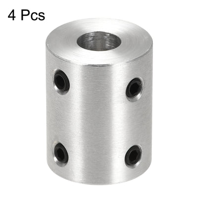Harfington Rigid Coupling 25mm Length 20mm Diameter Aluminum Alloy Shaft Coupler Connector Silver 4pcs