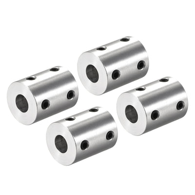 Harfington Rigid Coupling 25mm Length 20mm Diameter Aluminum Alloy Shaft Coupler Connector Silver 4pcs