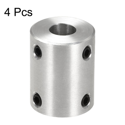 Harfington Rigid Coupling 25mm Length 20mm Diameter Aluminum Alloy Shaft Coupler Connector Silver 4pcs