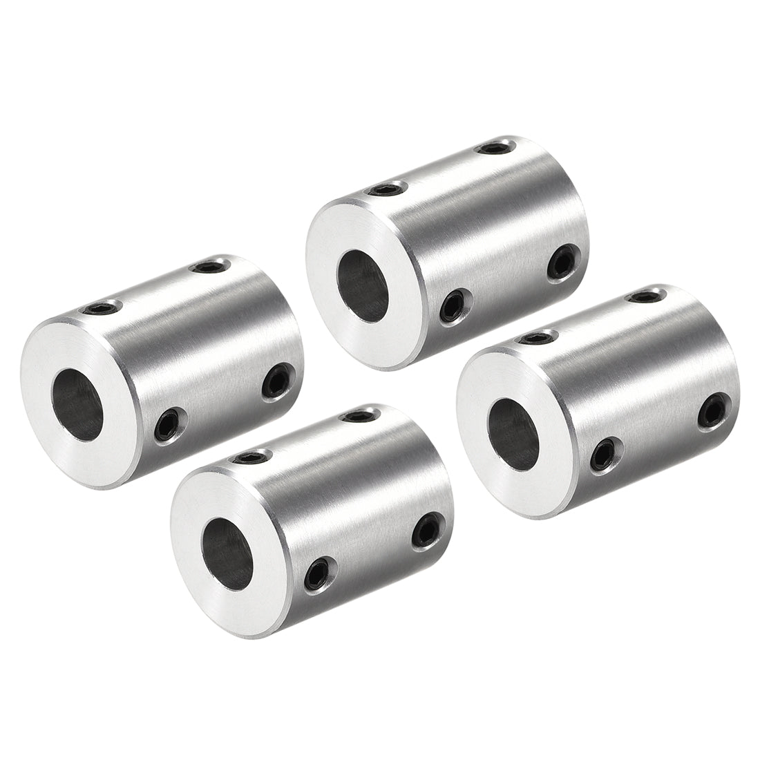 Harfington Rigid Coupling 25mm Length 20mm Diameter Aluminum Alloy Shaft Coupler Connector Silver 4pcs