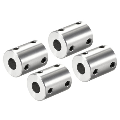 Harfington Rigid Coupling 25mm Length 20mm Diameter Aluminum Alloy Shaft Coupler Connector Silver 4pcs