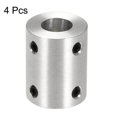 Harfington Rigid Coupling 25mm Length 20mm Diameter Aluminum Alloy Shaft Coupler Connector Silver 4pcs