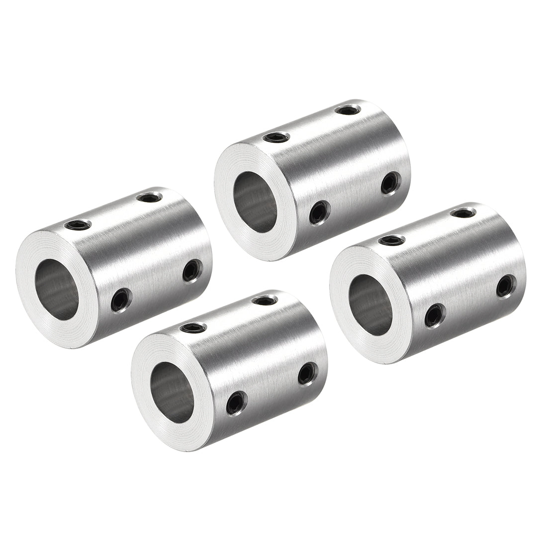 Harfington Rigid Coupling 25mm Length 20mm Diameter Aluminum Alloy Shaft Coupler Connector Silver 4pcs