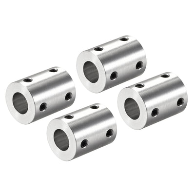 Harfington Rigid Coupling 25mm Length 20mm Diameter Aluminum Alloy Shaft Coupler Connector Silver 4pcs