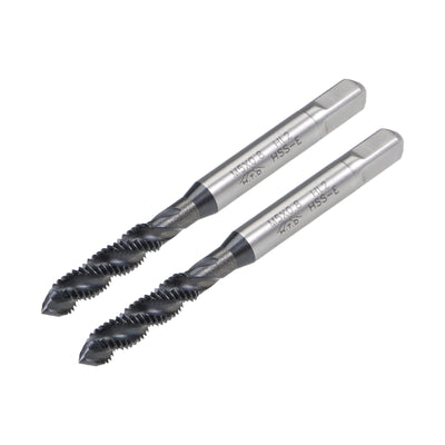 Harfington M5 x 0.8 Spiral Flute Tap Metric Machine Thread Tap HSS Nitriding Coated 2pcs