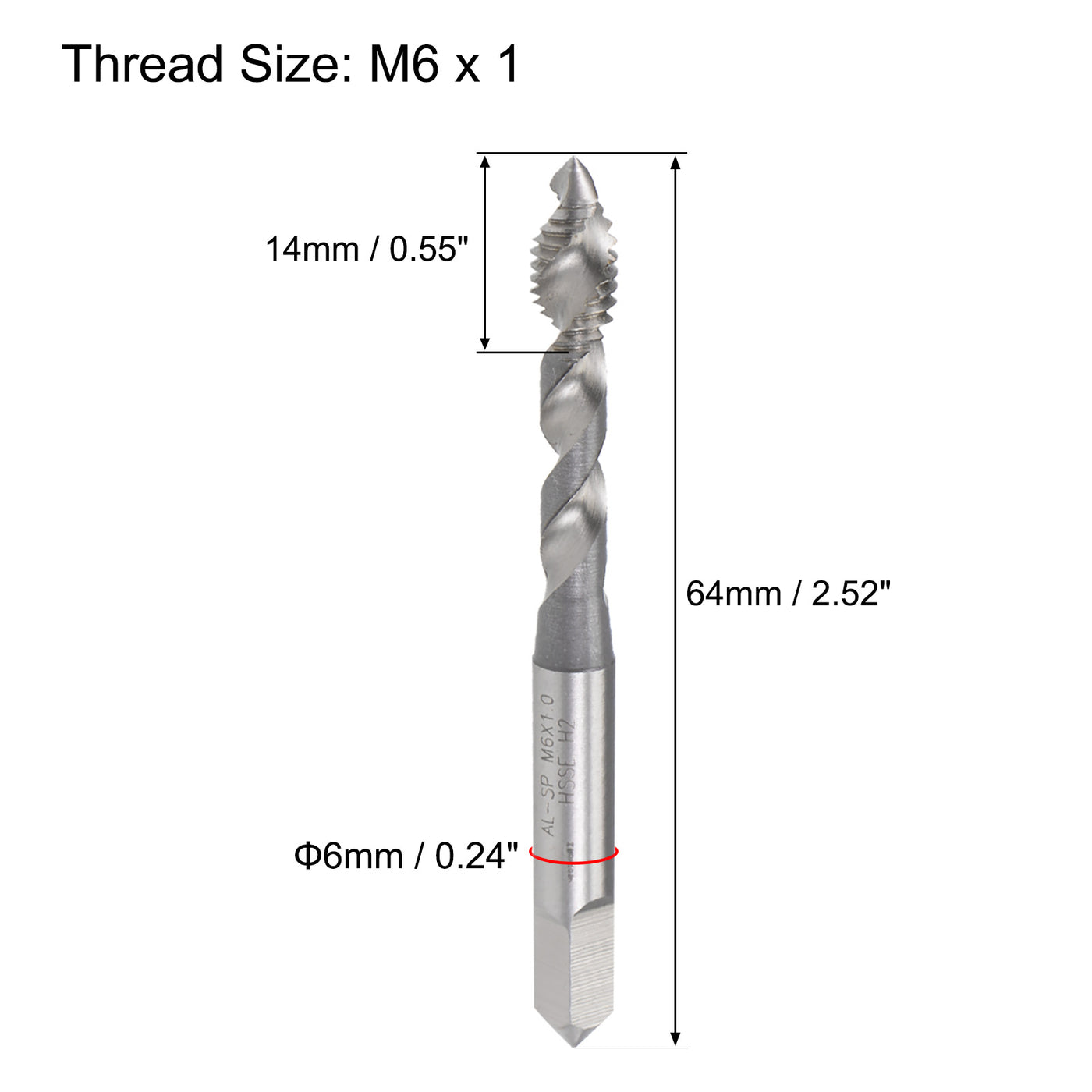 Harfington Spiral Flute Tap Metric Machine Thread Tap HSS Cobalt Uncoated Tapping Tool