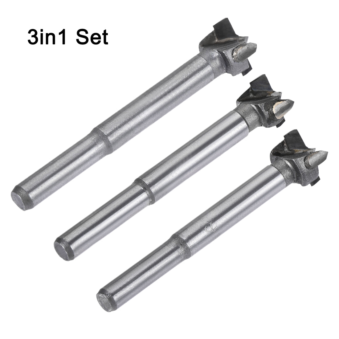 Harfington Forstner Wood Boring Drill Bits 14mm 15mm 16mm Dia. Hole Saw Carbide Alloy Steel Tip Round Shank Cutting for Hinge Plywood Wood Tool 3in1 Set