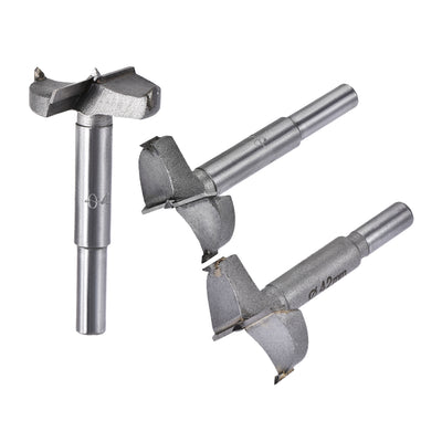 Harfington Forstner Wood Boring Drill Bits 38mm 40mm 42mm Dia. Hole Saw Carbide Alloy Steel Tip Round Shank Cutting for Hinge Plywood Wood Tool 3in1 Set