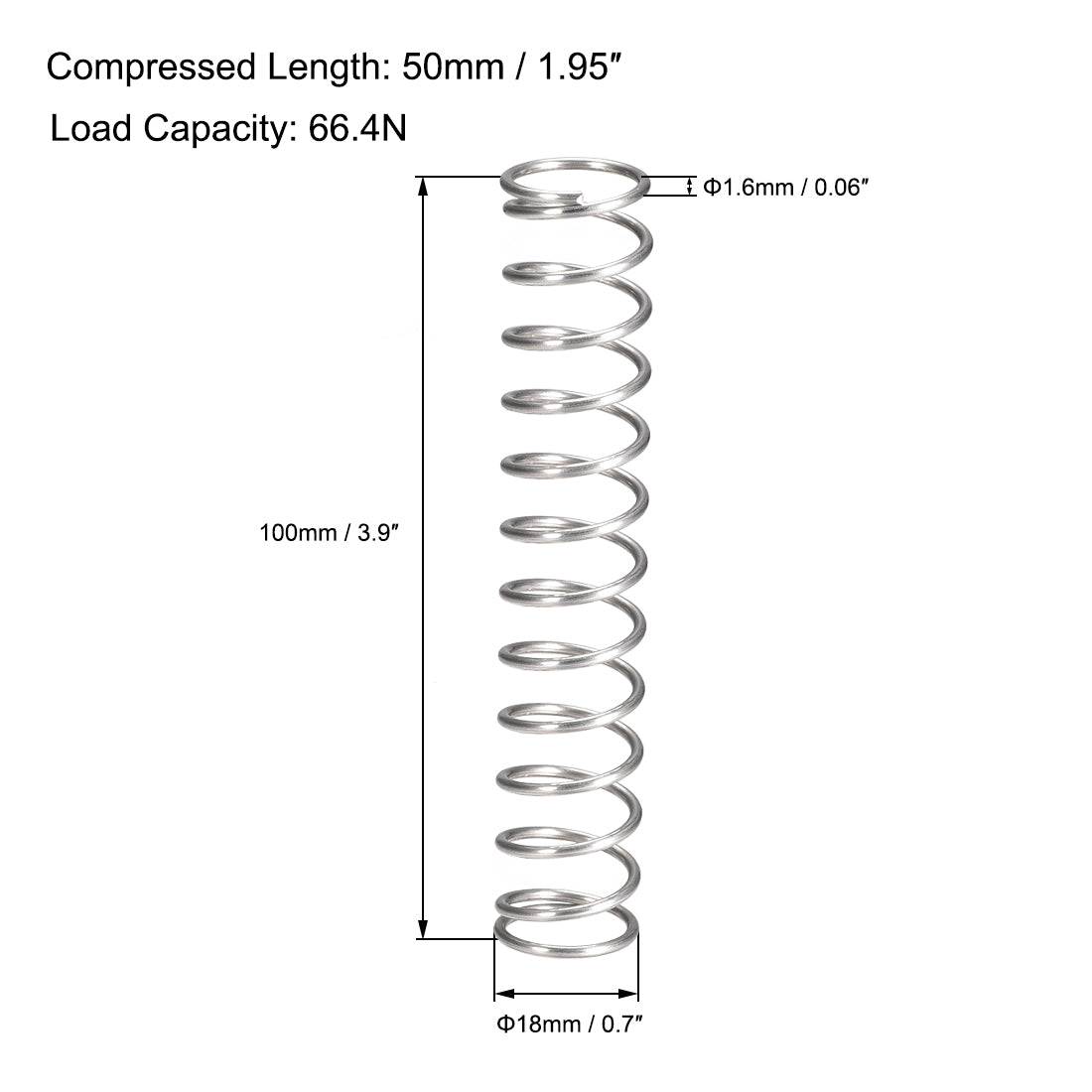 uxcell Uxcell 304 Stainless Steel Compression Spring 66.4N Load 15pcs