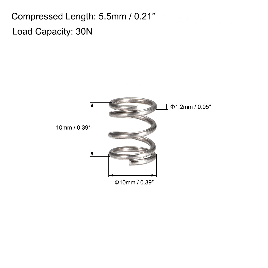 uxcell Uxcell 304 Stainless Steel Compression Spring 30N Load Capacity 30pcs