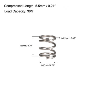 Harfington Uxcell 304 Stainless Steel Compression Spring 30N Load Capacity 30pcs