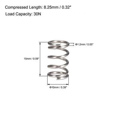 Harfington Uxcell 304 Stainless Steel Compression Spring 30N Load Capacity 30pcs