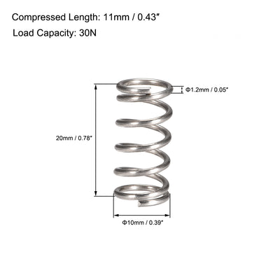 Harfington Uxcell 304 Stainless Steel Compression Spring 30N Load Capacity 30pcs