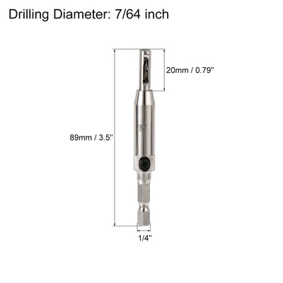 Harfington Self Centering Hinge Tapper Core Drill Bit, Hole Puncher, 7/64 Diameter, for Woodworking, Silver