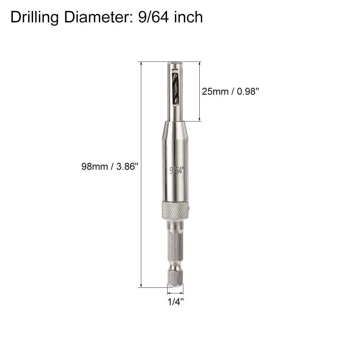 Harfington Self Centering Hinge Tapper Core Drill Bit, Hole Puncher, 9/64 Diameter, for Woodworking, Silver