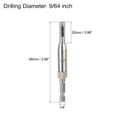 Harfington Self Centering Hinge Tapper Core Drill Bit, Hole Puncher, 9/64 Diameter, for Woodworking, Silver
