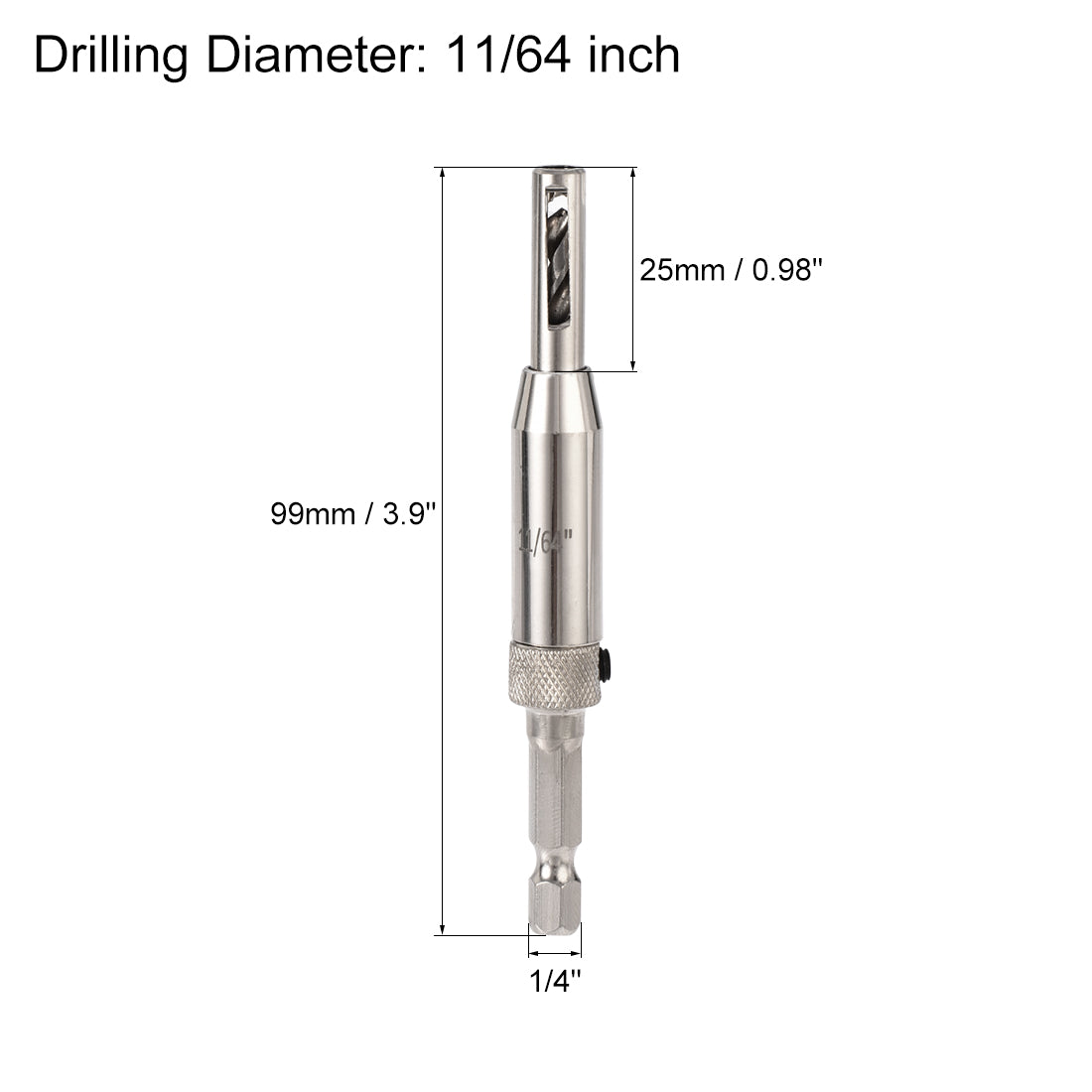 Harfington Self Centering Hinge Tapper Core Drill Bit, Hole Puncher, 11/64 Diameter, for Woodworking, Silver