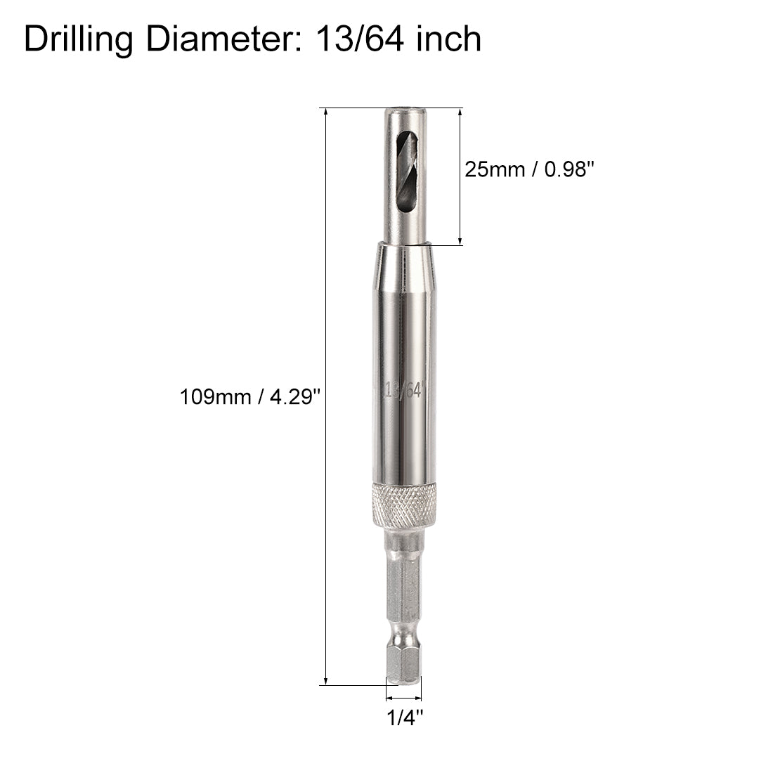 Harfington Self Centering Hinge Tapper Core Drill Bit, Hole Puncher, 13/64 Diameter, for Woodworking, Silver