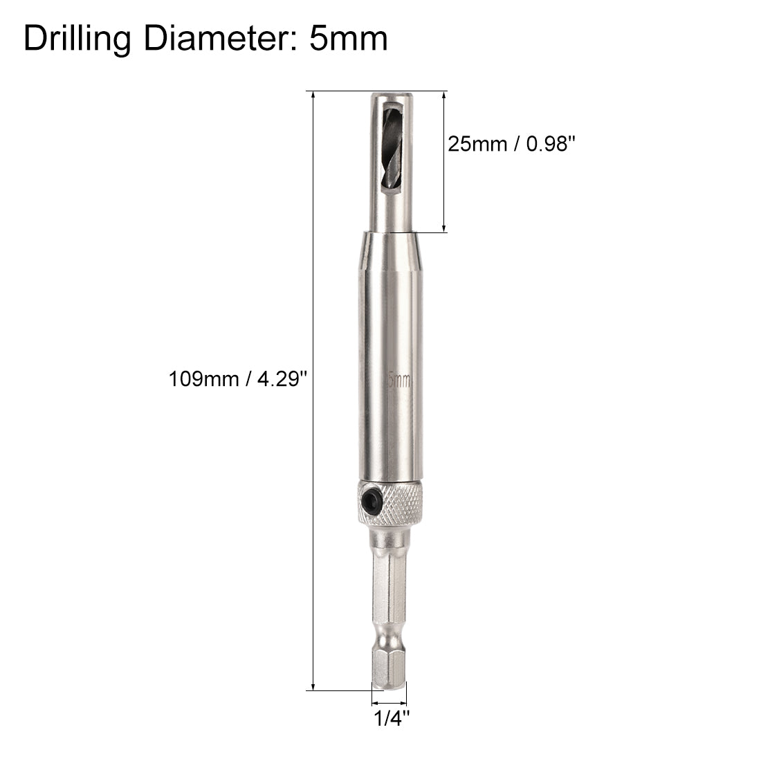 Harfington Self Centering Hinge Tapper Core Drill Bit, Hole Puncher, 5mm Diameter, for Woodworking, Silver