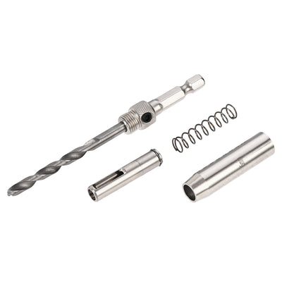 Harfington Self Centering Hinge Tapper Core Drill Bit, Hole Puncher, 5mm Diameter, for Woodworking, Silver