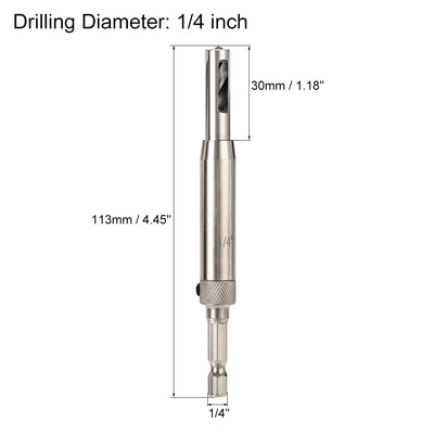 Harfington Self Centering Hinge Tapper Core Drill Bit, Hole Puncher, 1/4 Diameter, for Woodworking, Silver