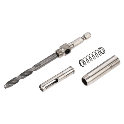 Harfington Self Centering Hinge Tapper Core Drill Bit, Hole Puncher, 1/4 Diameter, for Woodworking, Silver