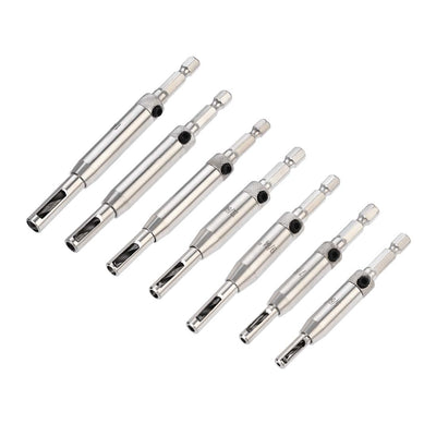 Harfington Self Centering Hinge Tapper Core Drill Bit, Hole Puncher, 5/64-1/4 Diameter, for Woodworking, 7in1 Set