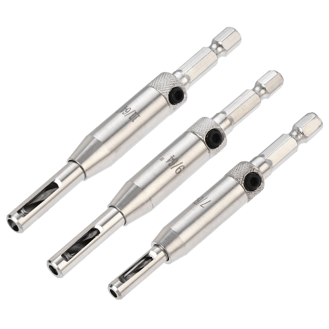 Harfington Forstner Wood Drill Bit 7/64" 9/64" 11/64" Diameter Hole Saw High-speed Steel Tip Carbon Steel Hex Shank Cutting for Woodworking 3in1 Set