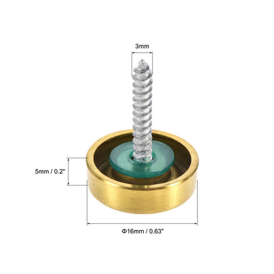 Harfington Mirror Screws, Decorative Cap Fasteners Cover Nails, Electroplated Wire Drawing, Golden 4 pcs