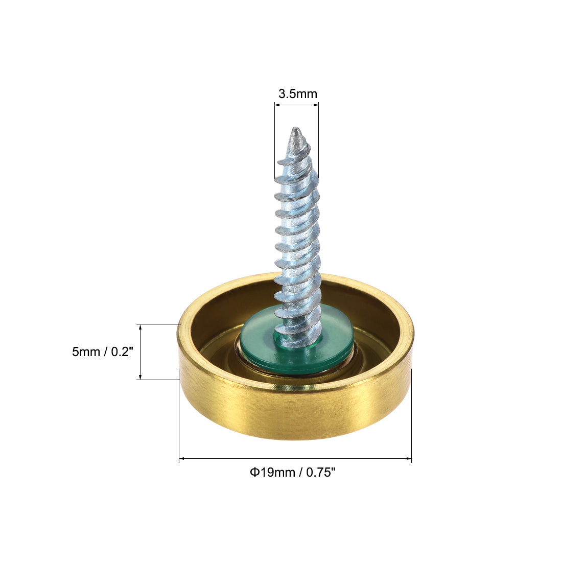 Harfington Mirror Screws, Decorative Cap Fasteners Cover Nails, Electroplated Wire Drawing, Golden 4 pcs