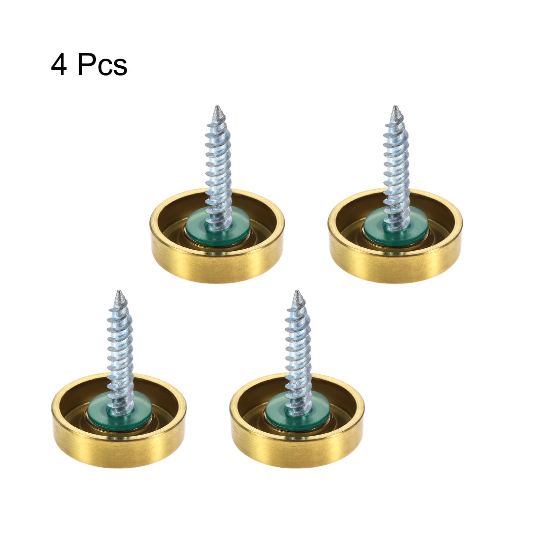 Harfington Mirror Screws, Decorative Cap Fasteners Cover Nails, Electroplated Wire Drawing, Golden 4 pcs