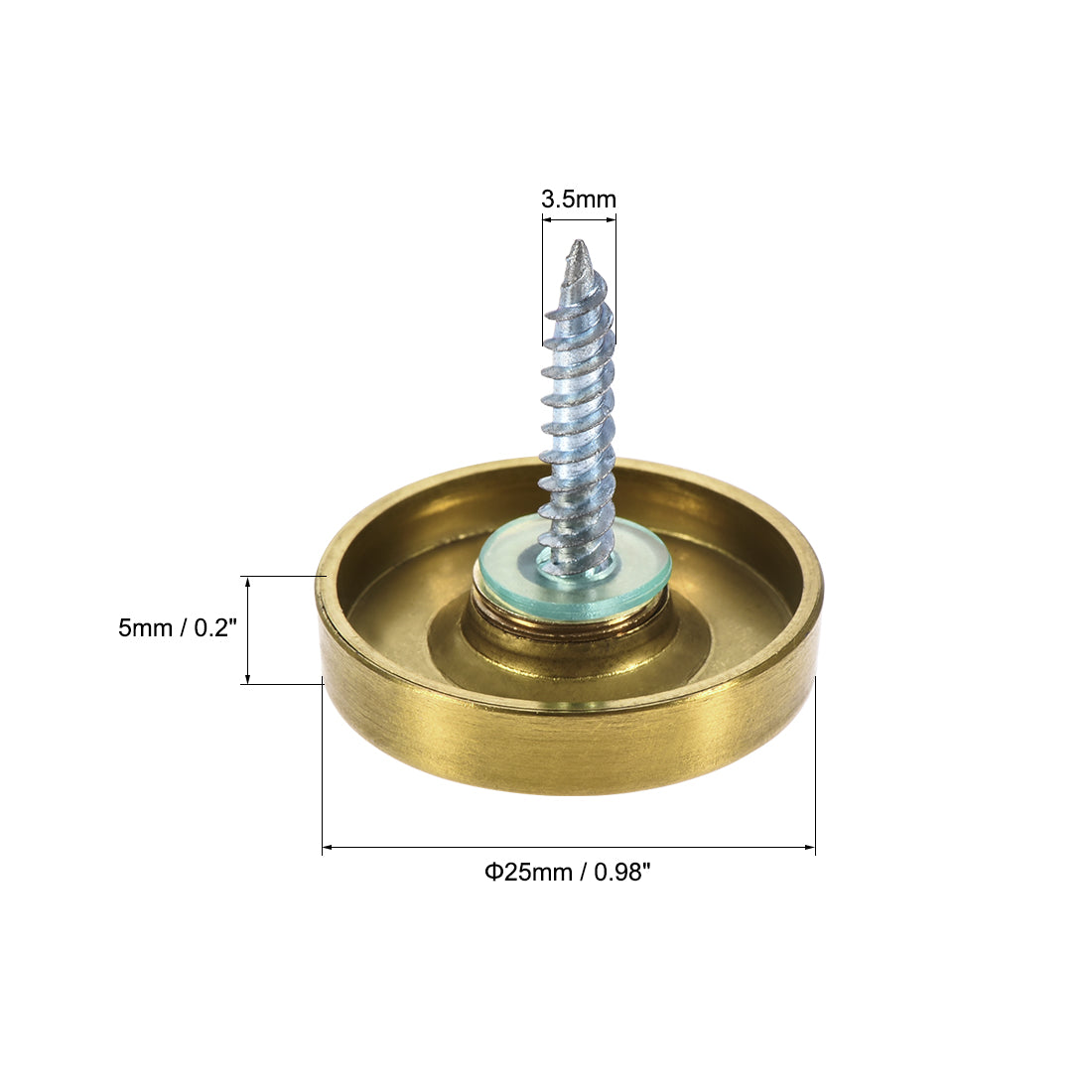 Harfington Mirror Screws, Decorative Cap Fasteners Cover Nails, Electroplated Wire Drawing, Golden 4 pcs