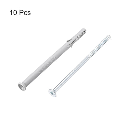 Harfington 8x120mm Plastic Expansion Tube for Drywall with Screws Gray 10pcs