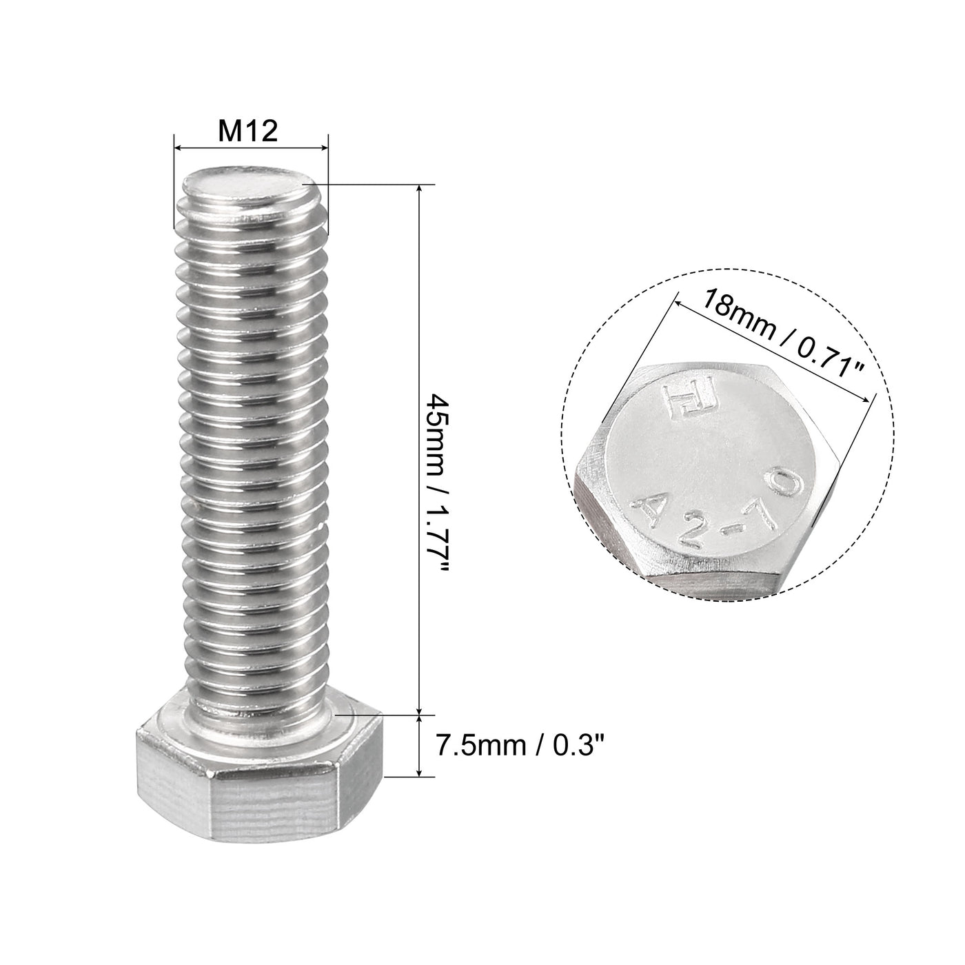 Harfington 1 pcs Stainless Steel Hexagonal Head Screw Bolts