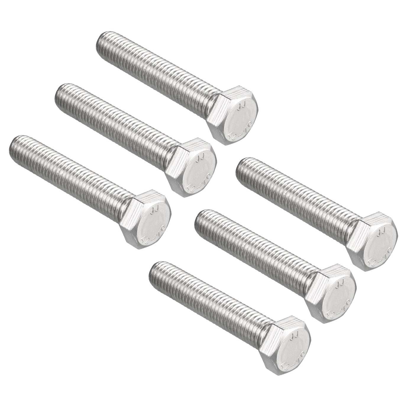 Harfington Hex Screw Bolt, Metric M12x65mm 304 Stainless Steel Fully Threaded Bolts 6pcs