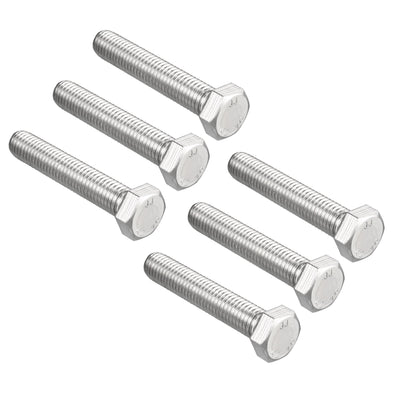 Harfington Hex Screw Bolt, Metric M12x65mm 304 Stainless Steel Fully Threaded Bolts 6pcs
