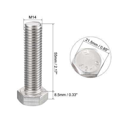 Harfington 2pcs 304 Stainless Steel Hexagonal Head Screw Bolts