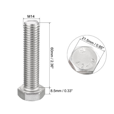 Harfington 2 pcs 304 Stainless Steel Hex Bolt