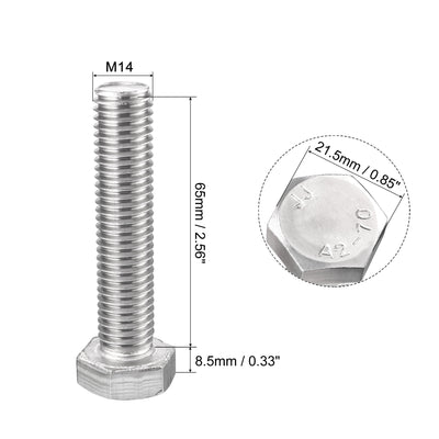 Harfington 2pcs 304 Stainless Steel Hexagonal Head Screw Bolts