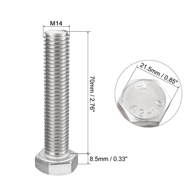 Harfington 2 pcs 304 Stainless Steel Hex Bolt