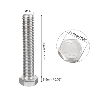 Harfington 2pcs 304 Stainless Steel Hexagonal Head Screw Bolts