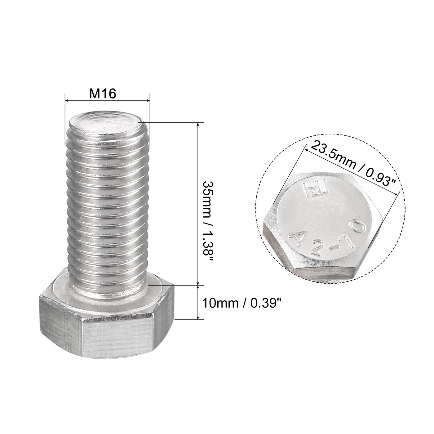 Harfington 6pcs 304 Stainless Steel Screw Bolts