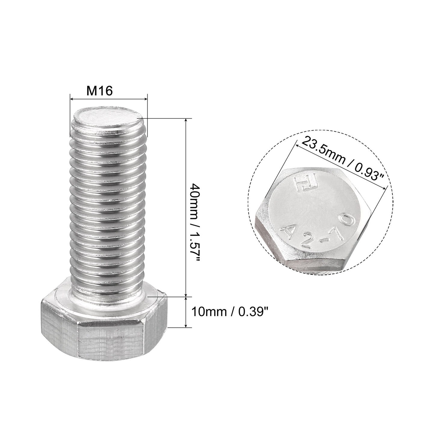 Harfington 2pcs 304 Stainless Steel Screw Bolts