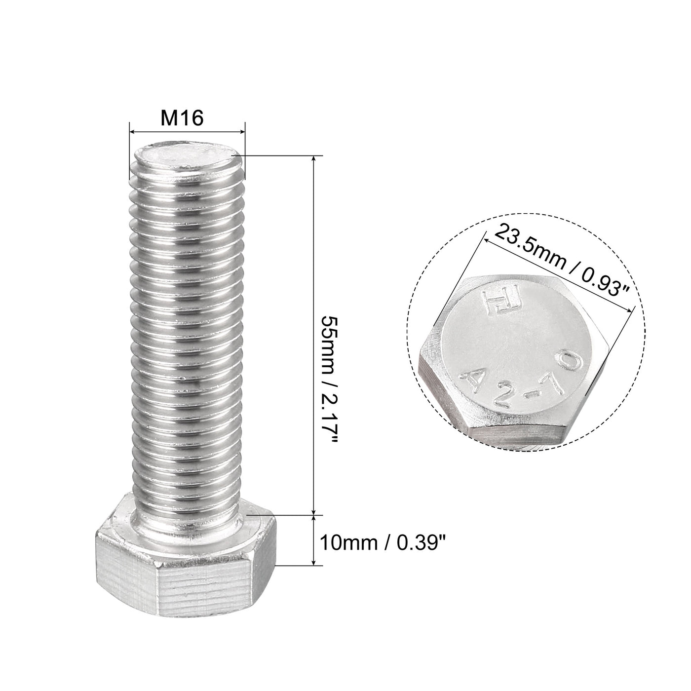 Harfington 2pcs 304 Stainless Steel Screw Bolts